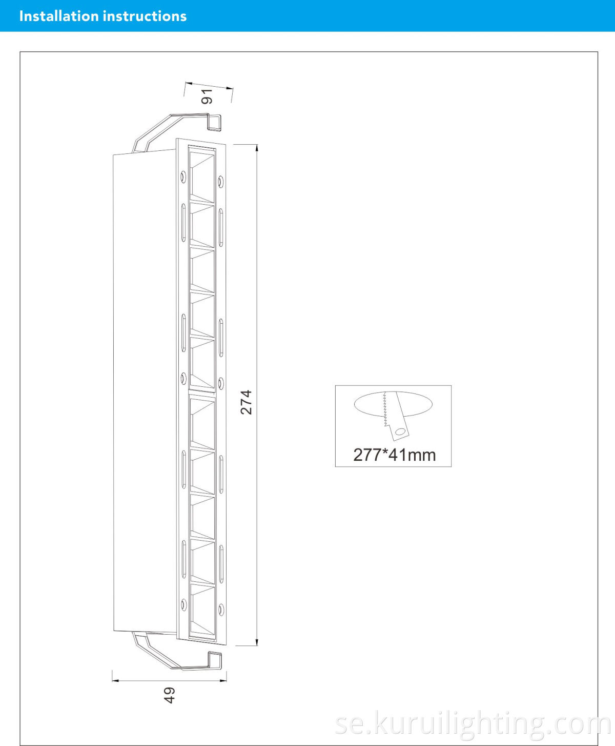 Aluminum Recessed Grille Light